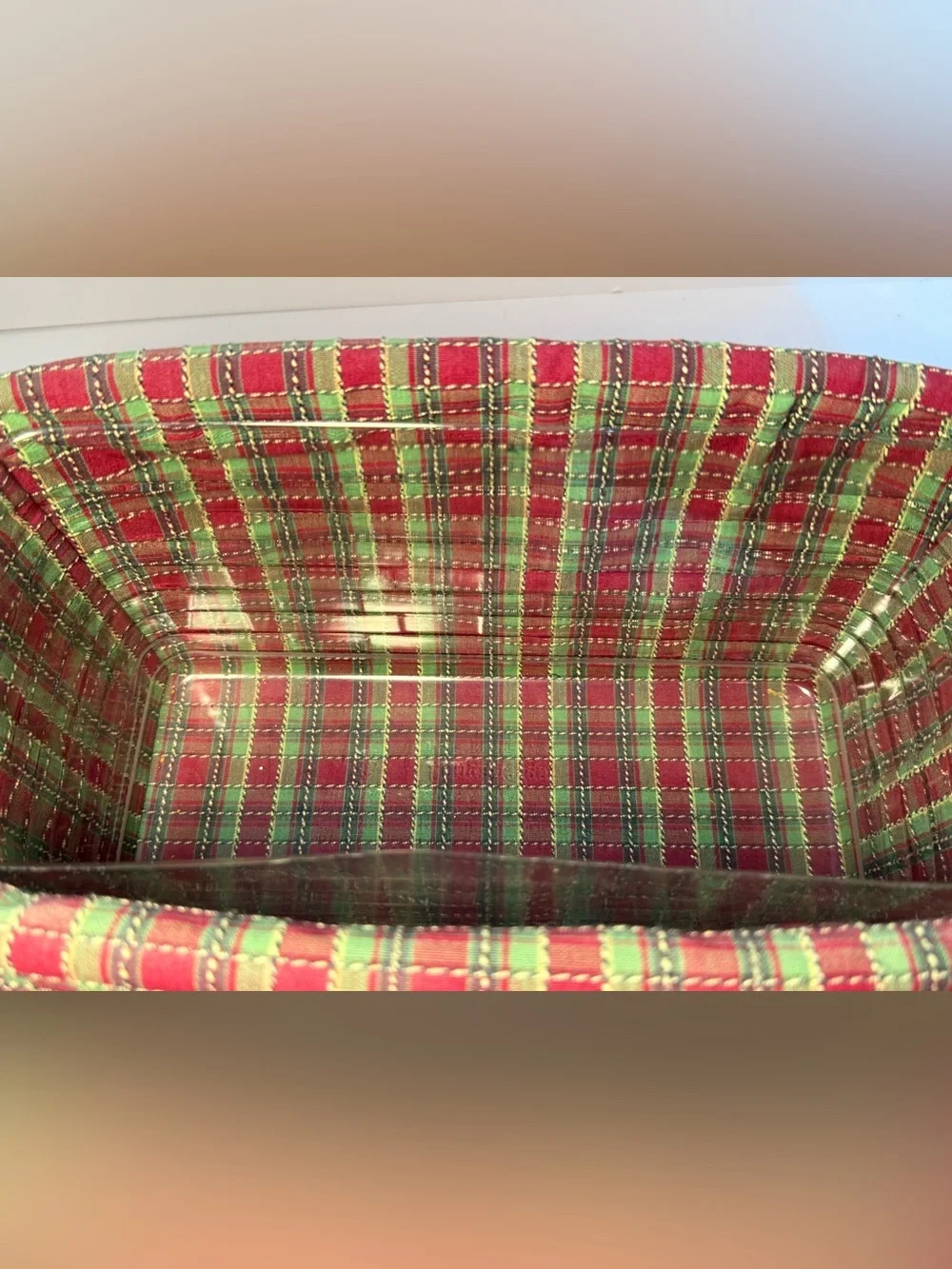 Longaberger Basket Wrap It Up Basket Protector Liner Lid Red Knob Christmas 2008